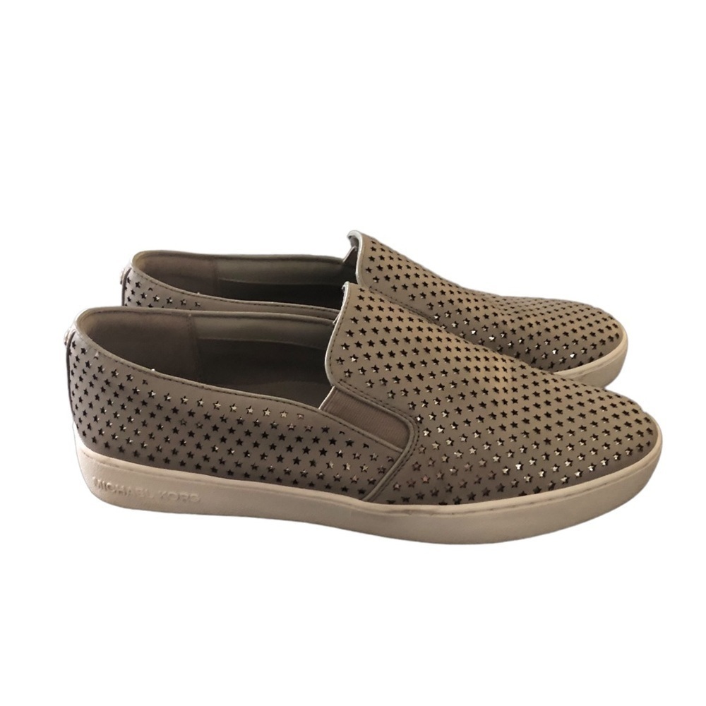 Michael Kors MK Keaton Perforated Gray Leather Slip On Sneaker Sz. 11M Casual